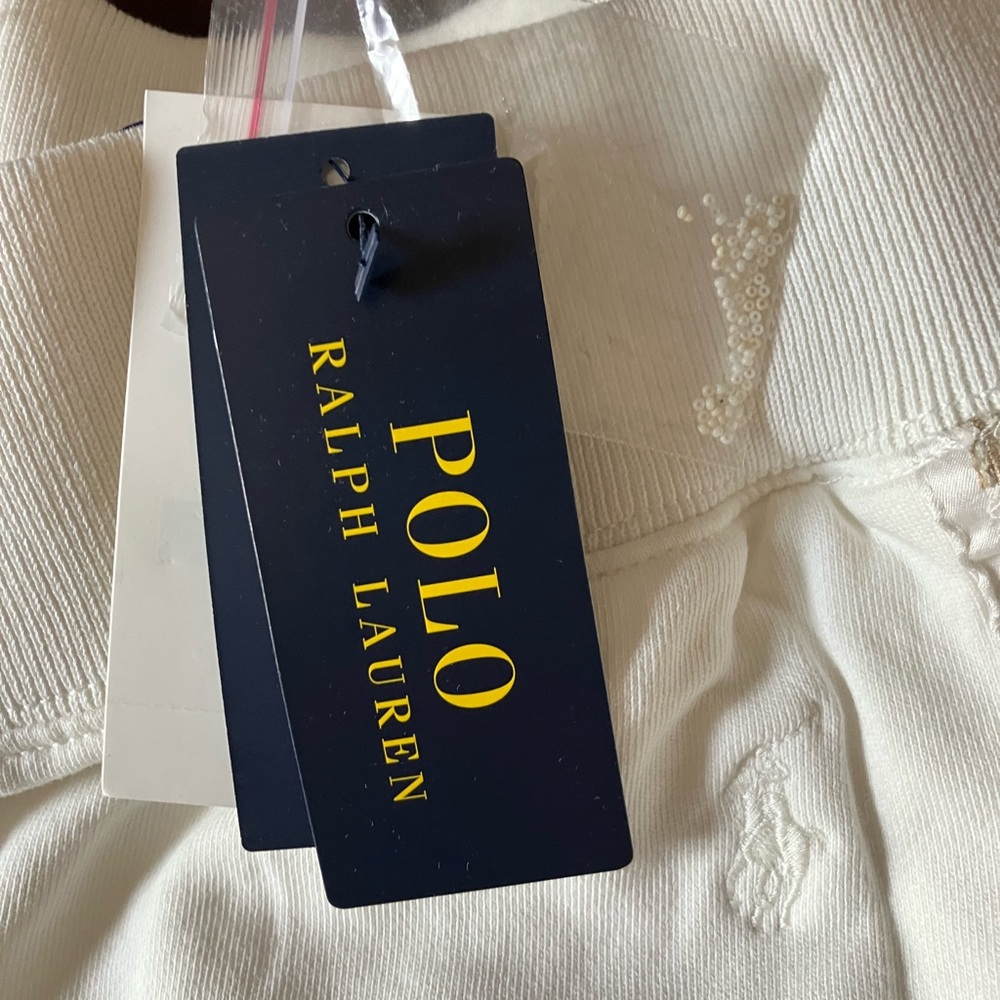 NWT Polo Ralph Lauren White Joggers with Embroidered Detail L - Picture 5 of 6